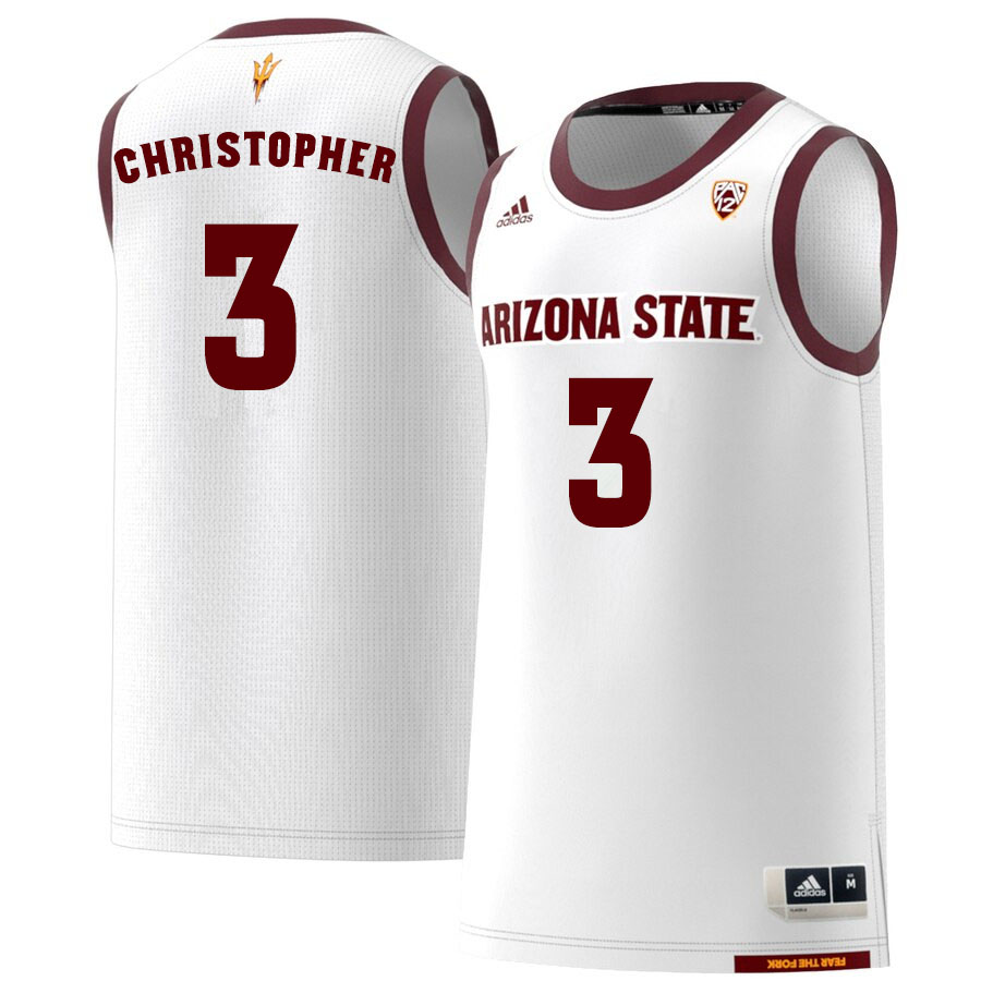 Men #3 Caleb Christopher Arizona State Sun Devils College Basketball Jerseys Sale-White